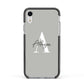 Personalised Grey Initials And Name Apple iPhone XR Impact Case Black Edge on Silver Phone