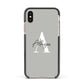 Personalised Grey Initials And Name Apple iPhone Xs Impact Case Black Edge on Gold Phone