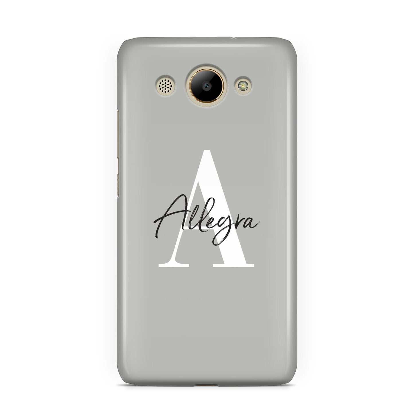 Personalised Grey Initials And Name Huawei Y3 2017