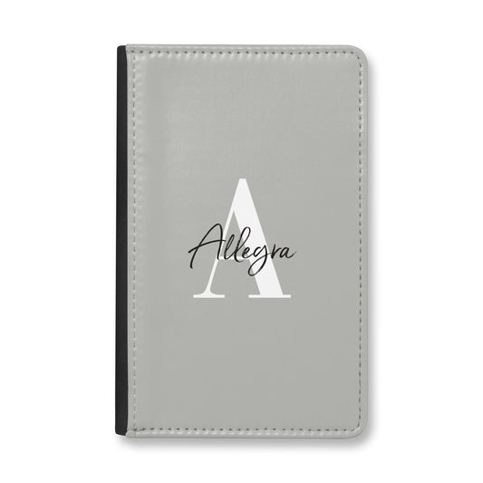 Personalised Grey Initials And Name Passport Holder