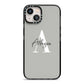 Personalised Grey Initials And Name iPhone 13 Black Impact Case on Silver phone