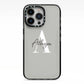 Personalised Grey Initials And Name iPhone 13 Pro Black Impact Case on Silver phone