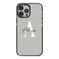 Personalised Grey Initials And Name iPhone 13 Pro Max Black Impact Case on Silver phone