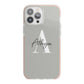 Personalised Grey Initials And Name iPhone 13 Pro Max TPU Impact Case with Pink Edges