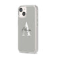 Personalised Grey Initials And Name iPhone 14 Clear Tough Case Starlight Angled Image