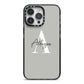 Personalised Grey Initials And Name iPhone 14 Pro Max Black Impact Case on Silver phone