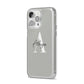 Personalised Grey Initials And Name iPhone 14 Pro Max Clear Tough Case Silver Angled Image