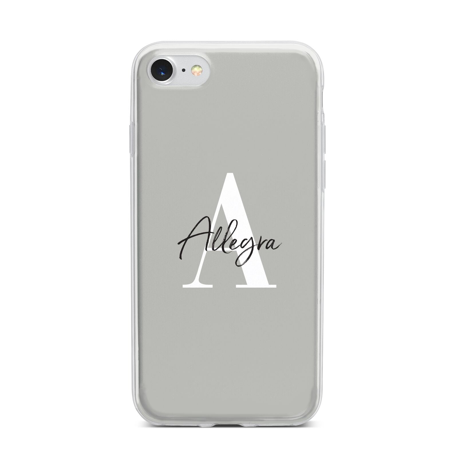 Personalised Grey Initials And Name iPhone 7 Bumper Case on Silver iPhone
