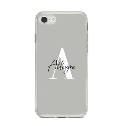 Personalised Grey Initials And Name iPhone 8 Bumper Case on Silver iPhone