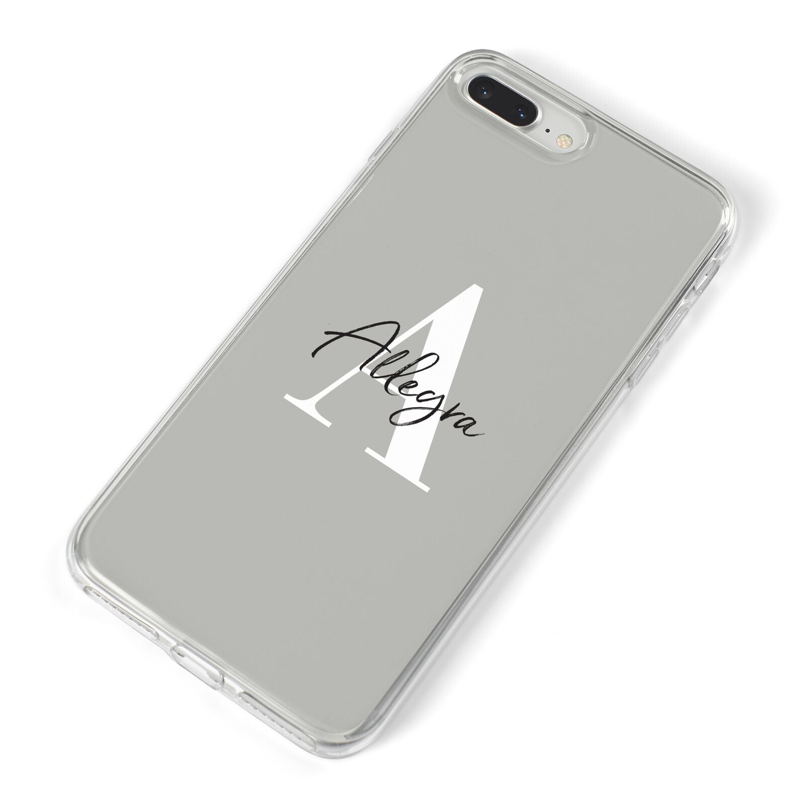 Personalised Grey Initials And Name iPhone 8 Plus Bumper Case on Silver iPhone Alternative Image