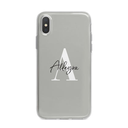 Personalised Grey Initials And Name iPhone X Bumper Case on Silver iPhone Alternative Image 1