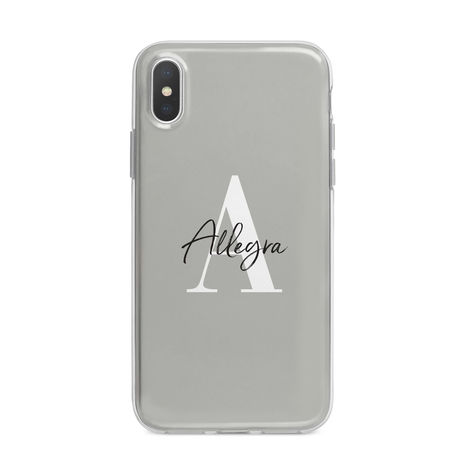 Personalised Grey Initials And Name iPhone X Bumper Case on Silver iPhone Alternative Image 1