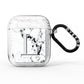Personalised Grey Initials Heart Marble AirPods Glitter Case