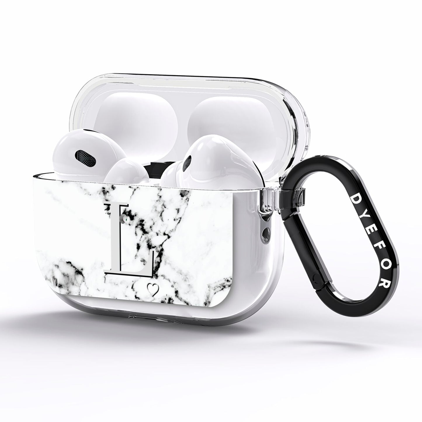 Personalised Grey Initials Heart Marble AirPods Pro Clear Case Side Image