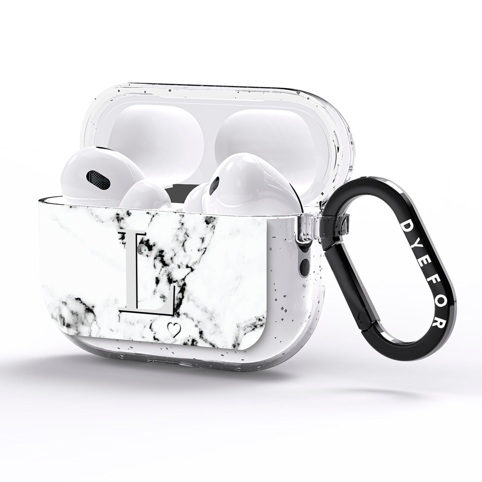 Personalised Grey Initials Heart Marble AirPods Pro Glitter Case Side Image