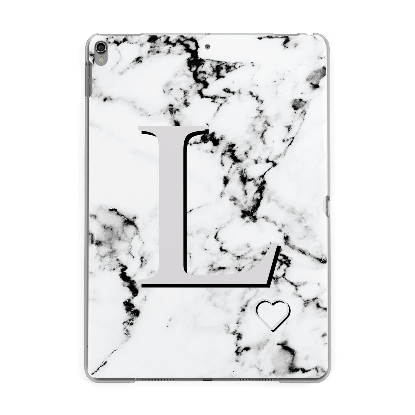 Personalised Grey Initials Heart Marble Apple iPad Grey Case