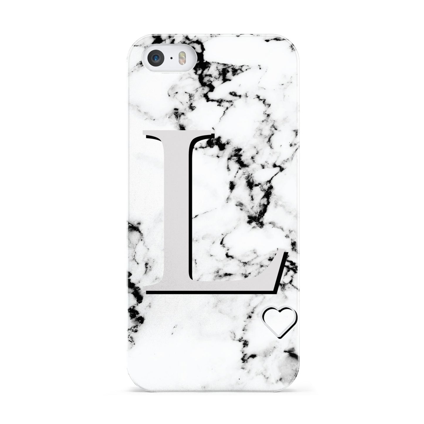 Personalised Grey Initials Heart Marble Apple iPhone 5 Case