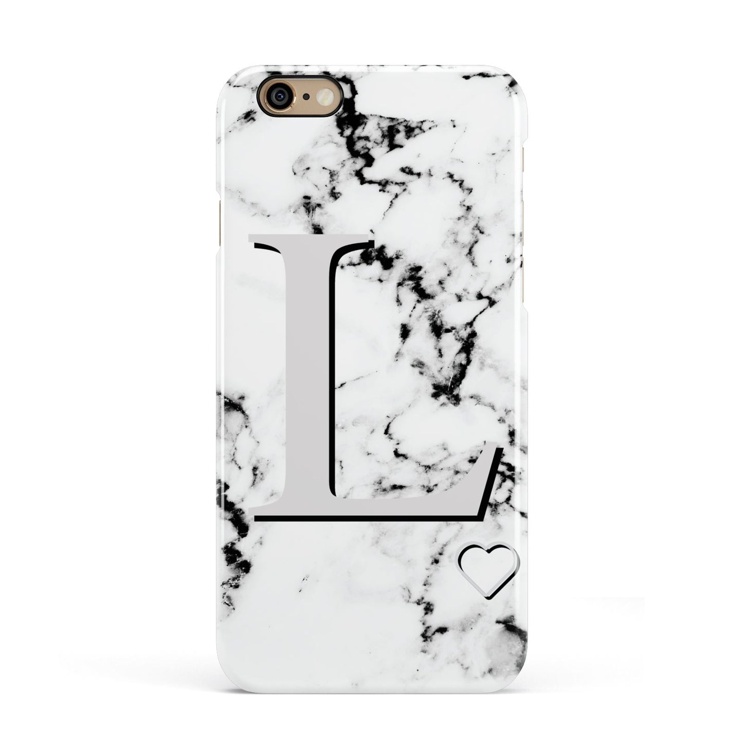 Personalised Grey Initials Heart Marble Apple iPhone 6 3D Snap Case