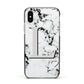 Personalised Grey Initials Heart Marble Apple iPhone Xs Impact Case Black Edge on Silver Phone