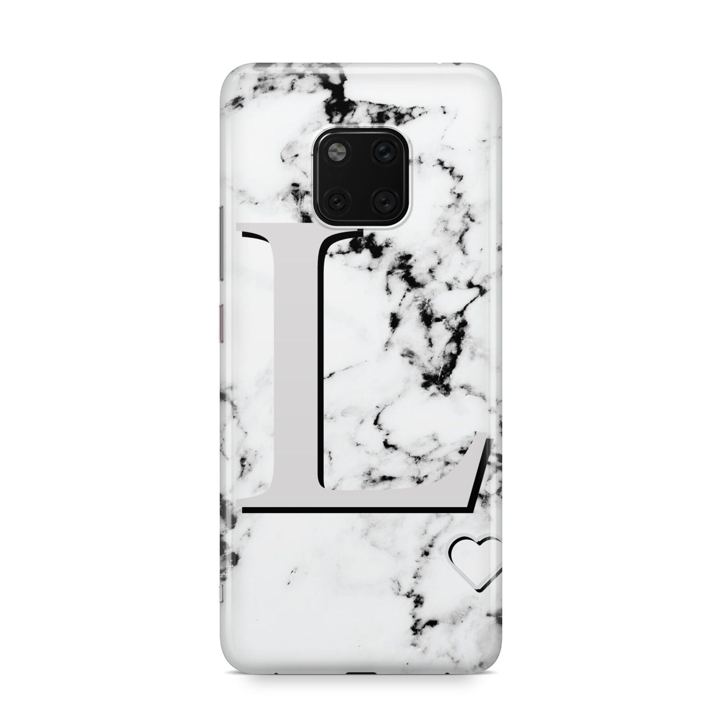 Personalised Grey Initials Heart Marble Huawei Mate 20 Pro Phone Case
