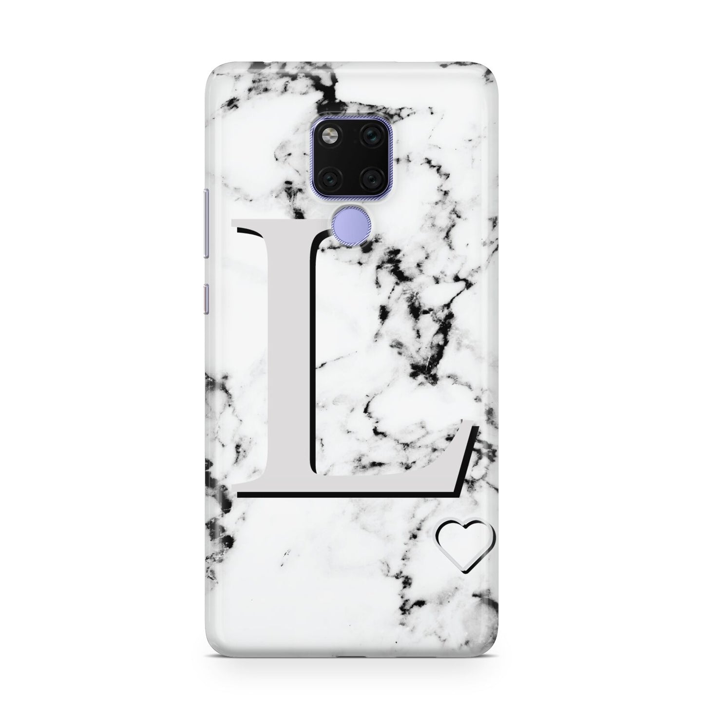 Personalised Grey Initials Heart Marble Huawei Mate 20X Phone Case