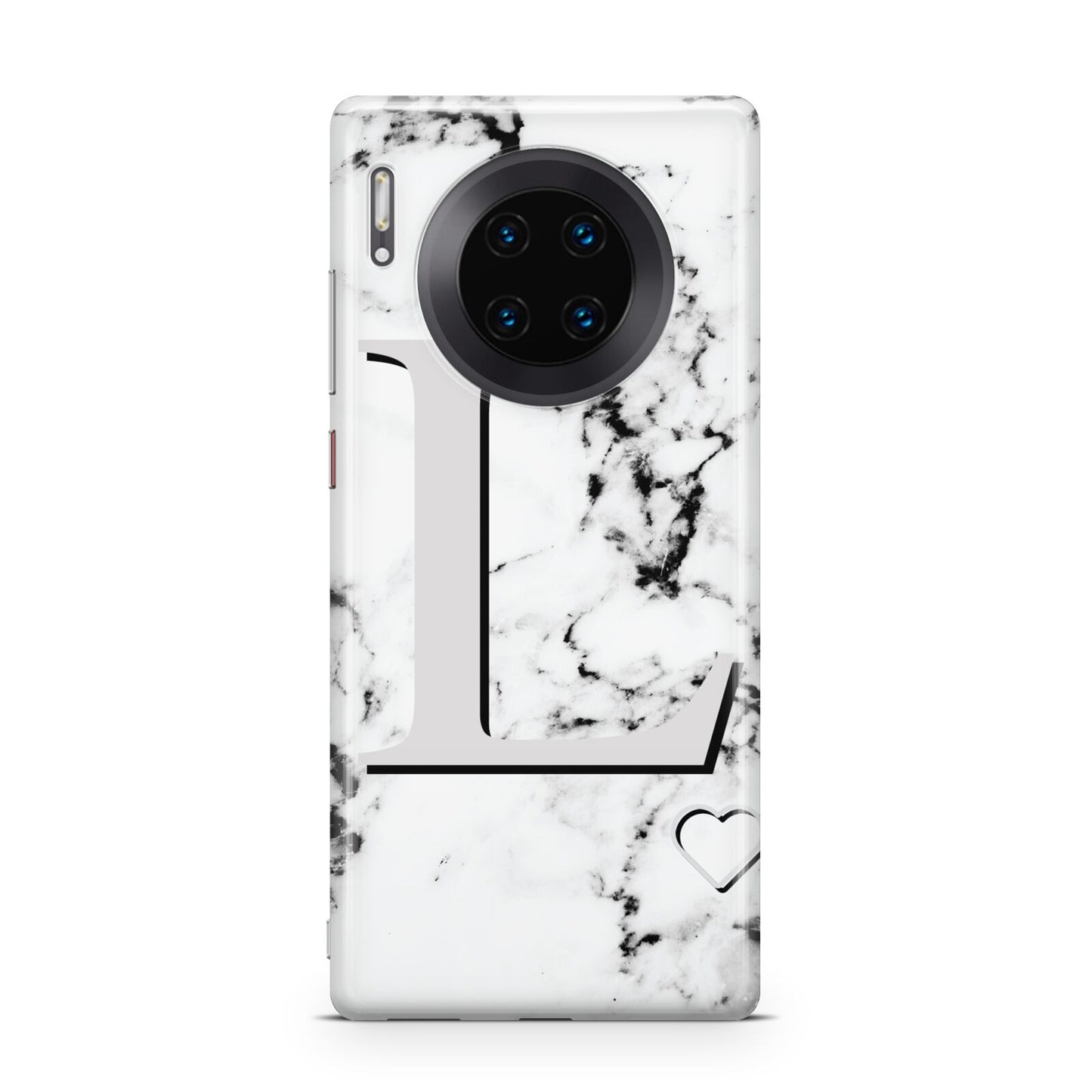 Personalised Grey Initials Heart Marble Huawei Mate 30 Pro Phone Case