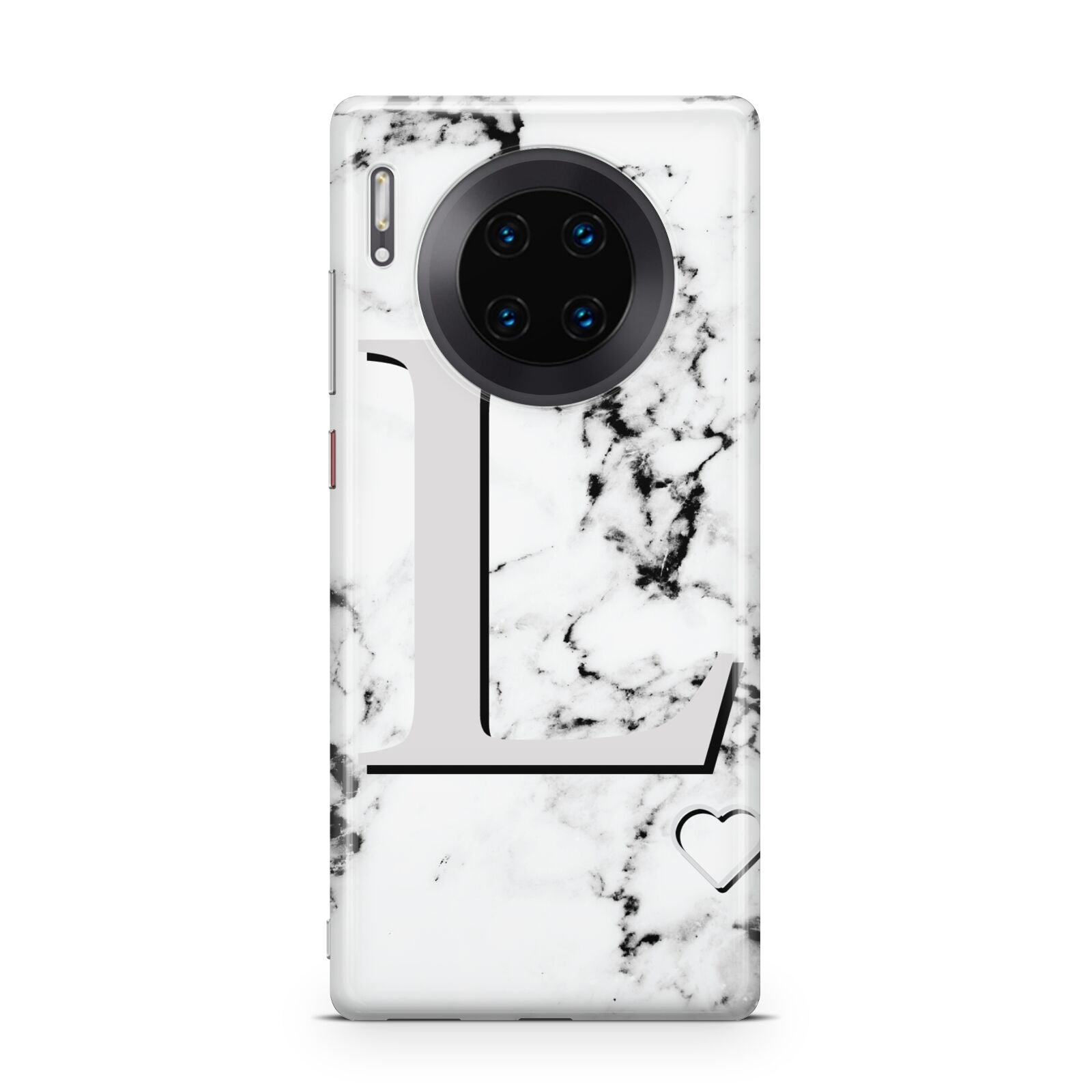 Personalised Grey Initials Heart Marble Huawei Mate 30 Pro Phone Case