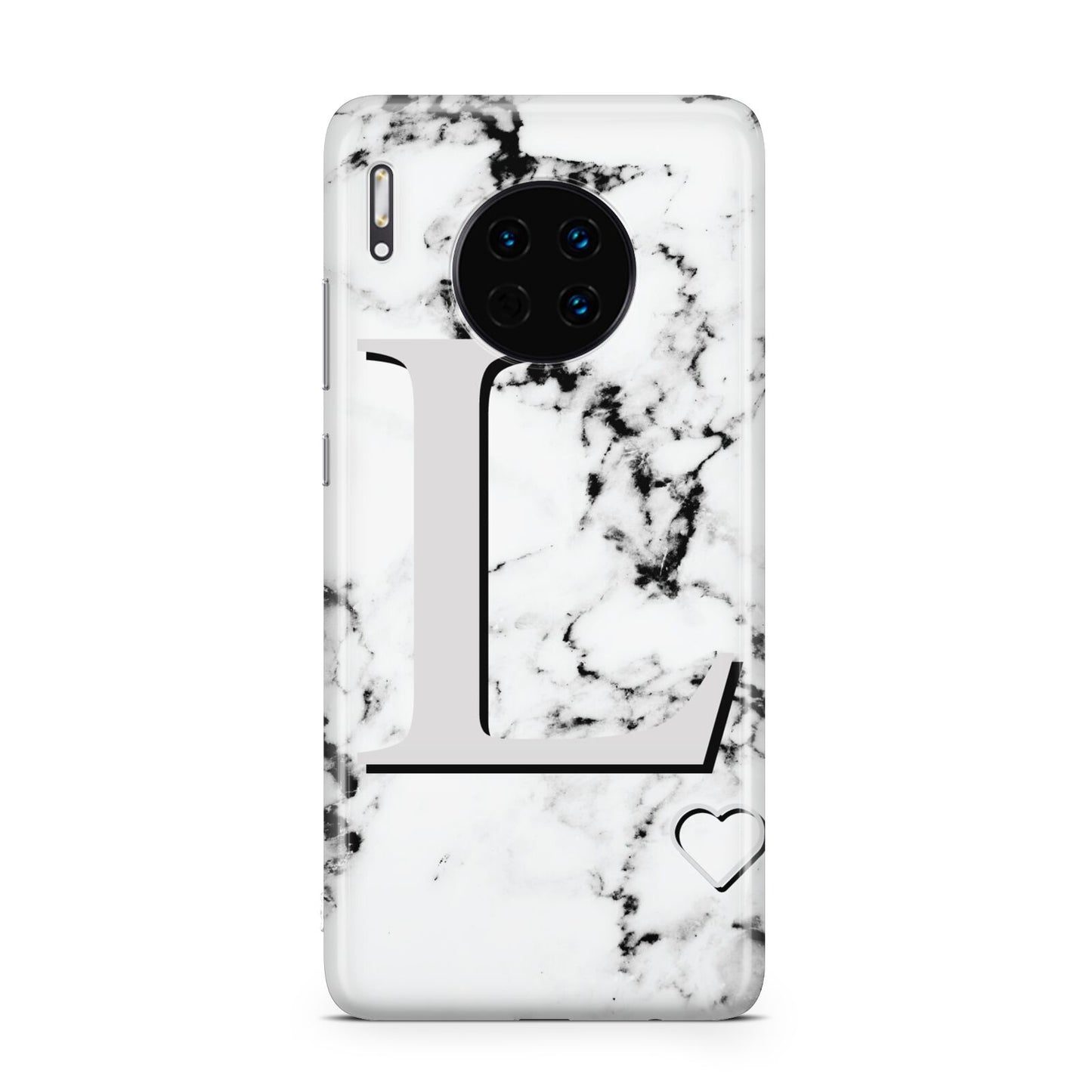 Personalised Grey Initials Heart Marble Huawei Mate 30