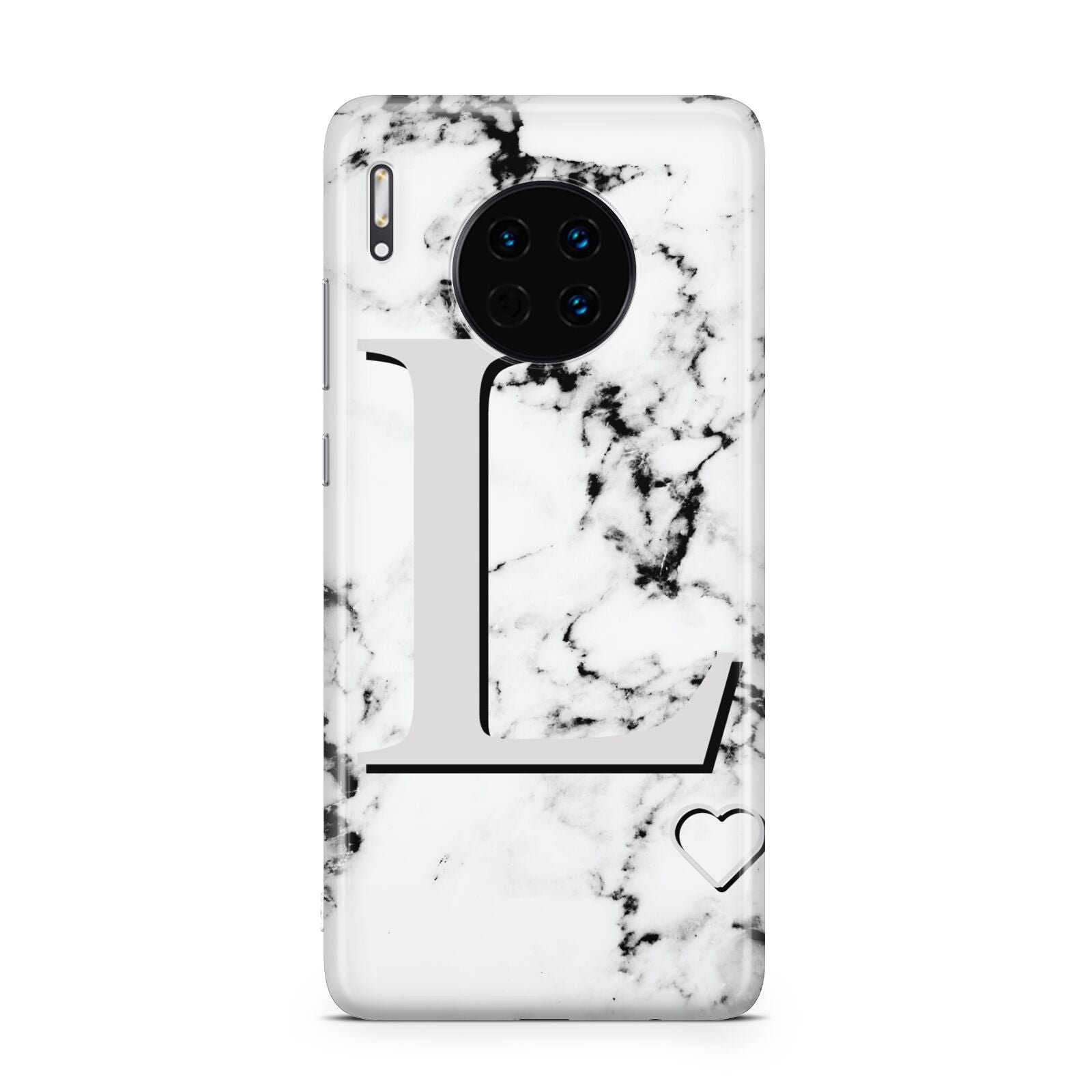 Personalised Grey Initials Heart Marble Huawei Mate 30