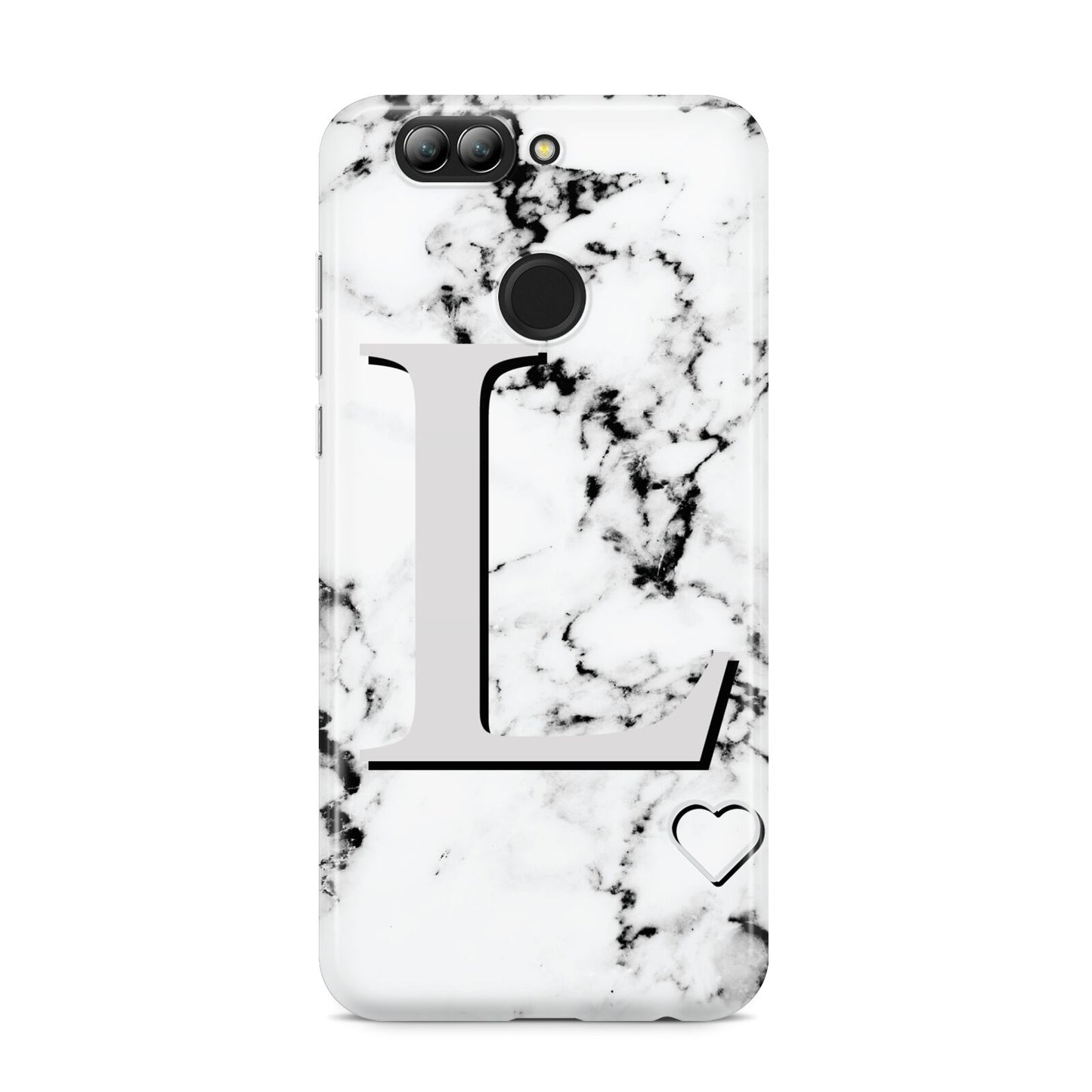 Personalised Grey Initials Heart Marble Huawei Nova 2s Phone Case