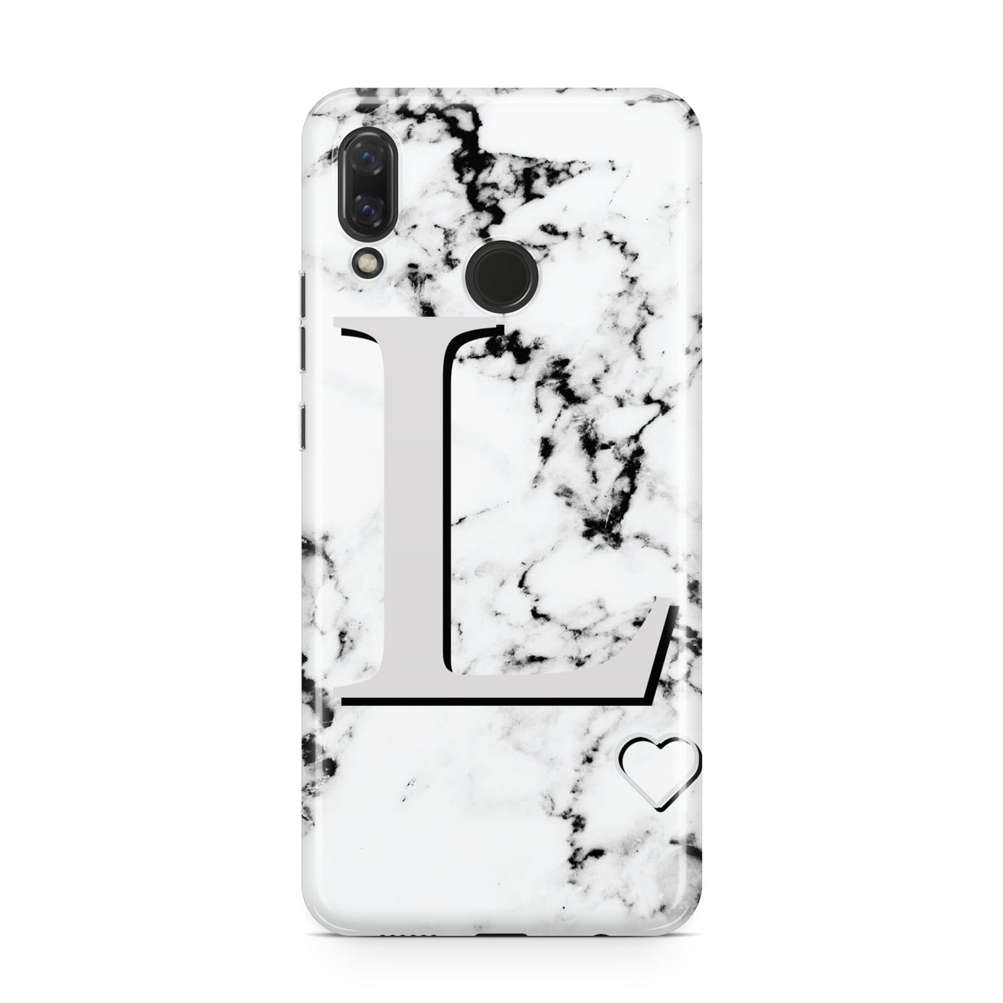 Personalised Grey Initials Heart Marble Huawei Nova 3 Phone Case