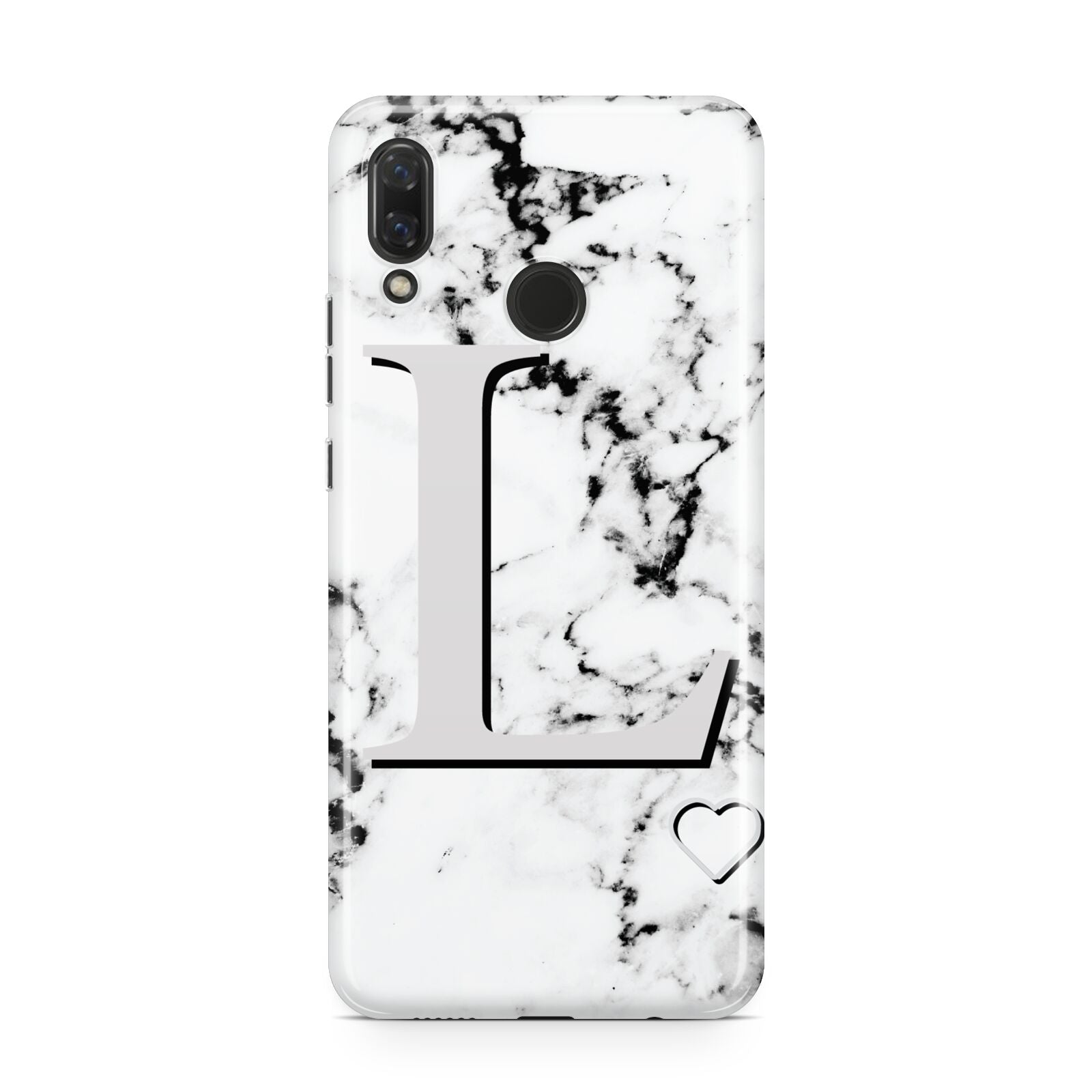 Personalised Grey Initials Heart Marble Huawei Nova 3 Phone Case
