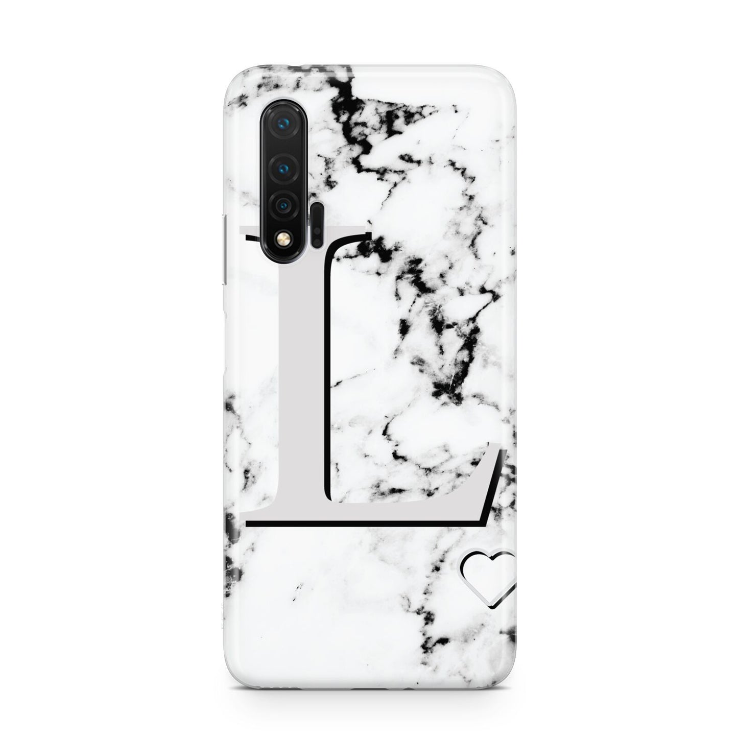 Personalised Grey Initials Heart Marble Huawei Nova 6 Phone Case