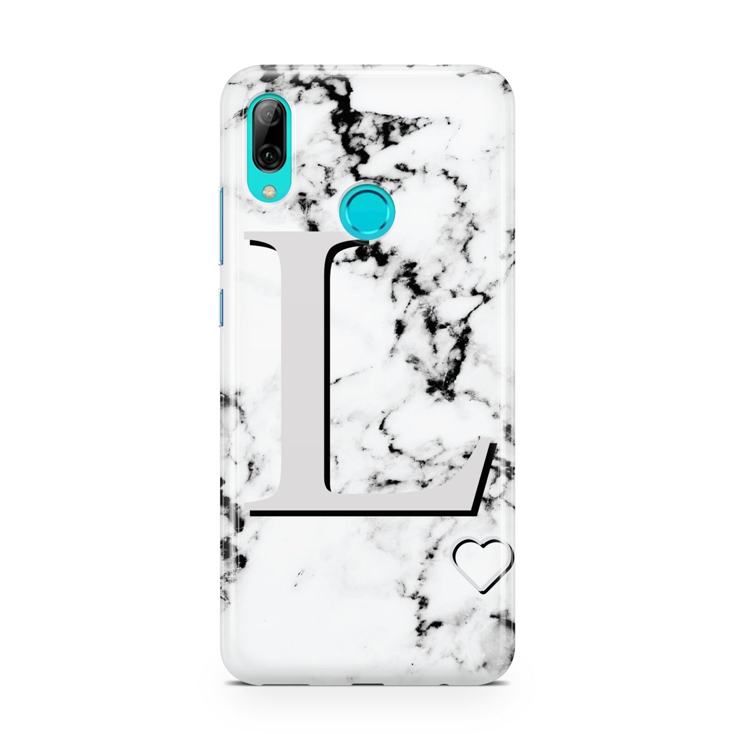 Personalised Grey Initials Heart Marble Huawei P Smart 2019 Case