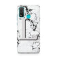 Personalised Grey Initials Heart Marble Huawei P Smart 2020