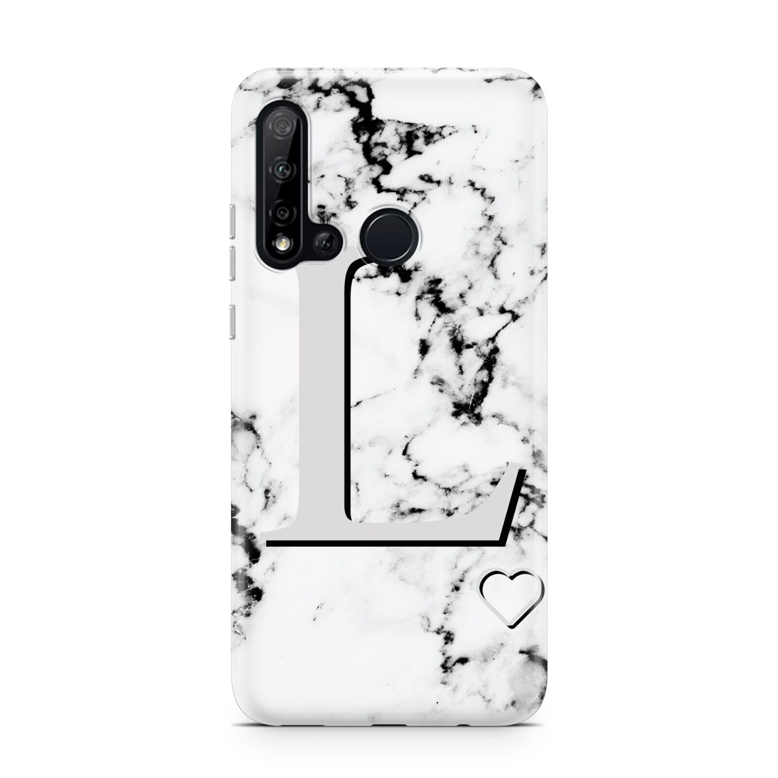 Personalised Grey Initials Heart Marble Huawei P20 Lite 5G Phone Case