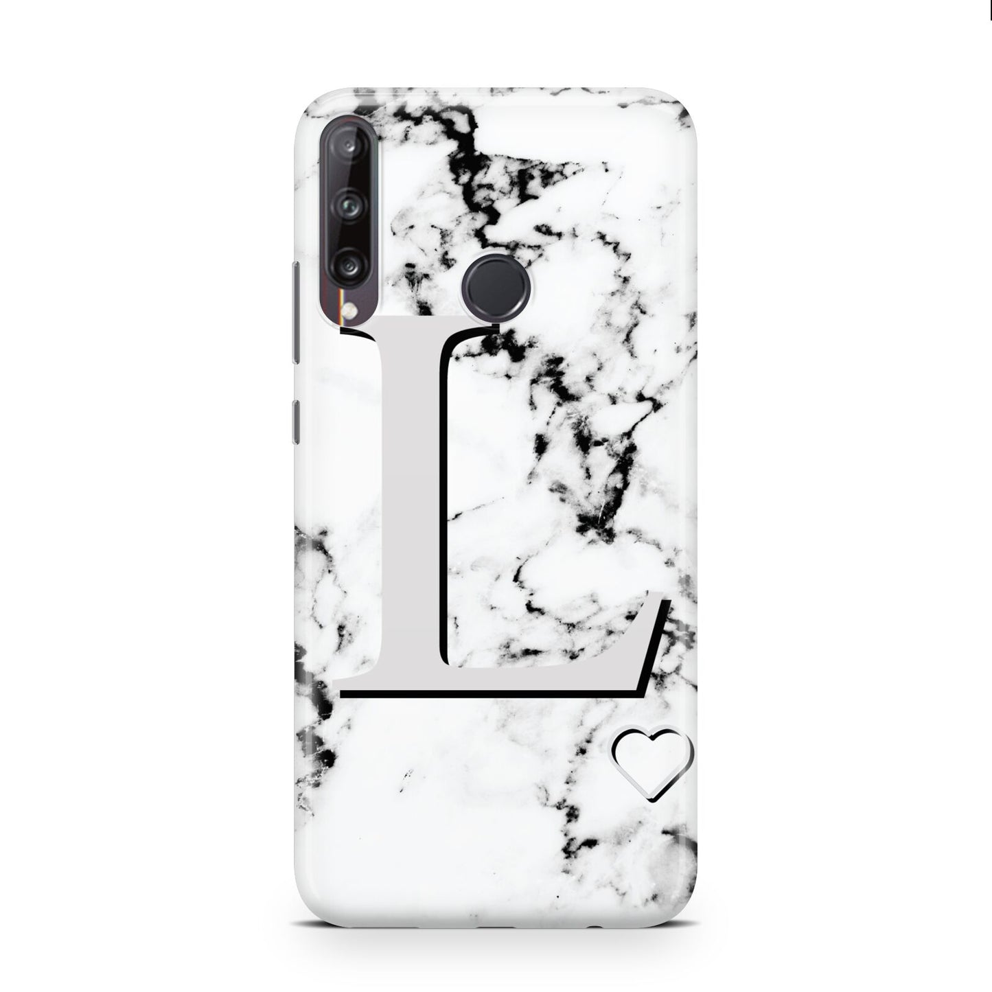 Personalised Grey Initials Heart Marble Huawei P40 Lite E Phone Case