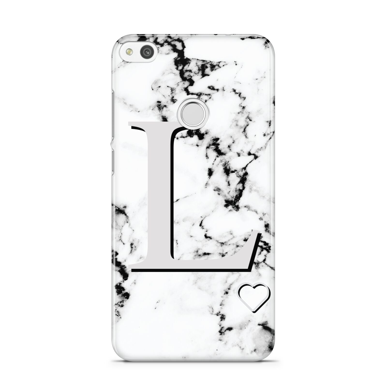 Personalised Grey Initials Heart Marble Huawei P8 Lite Case