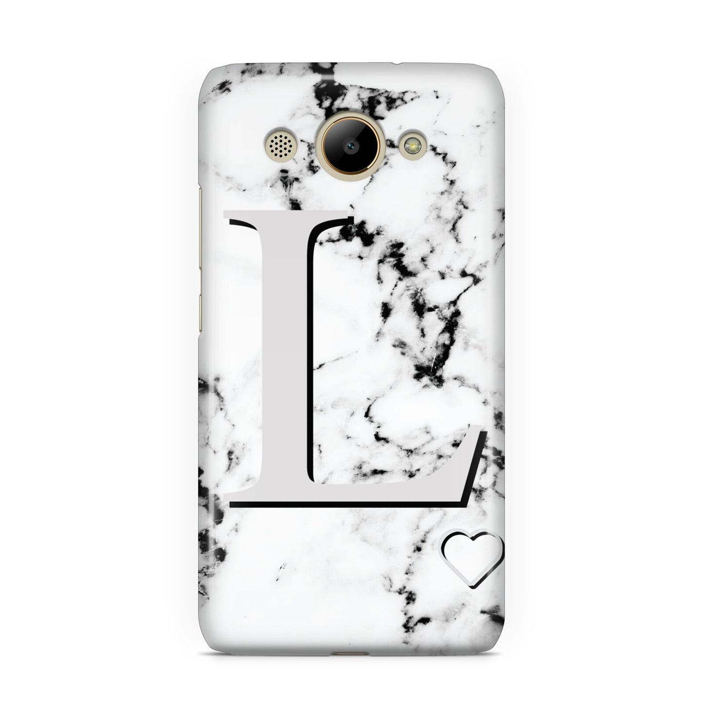 Personalised Grey Initials Heart Marble Huawei Y3 2017
