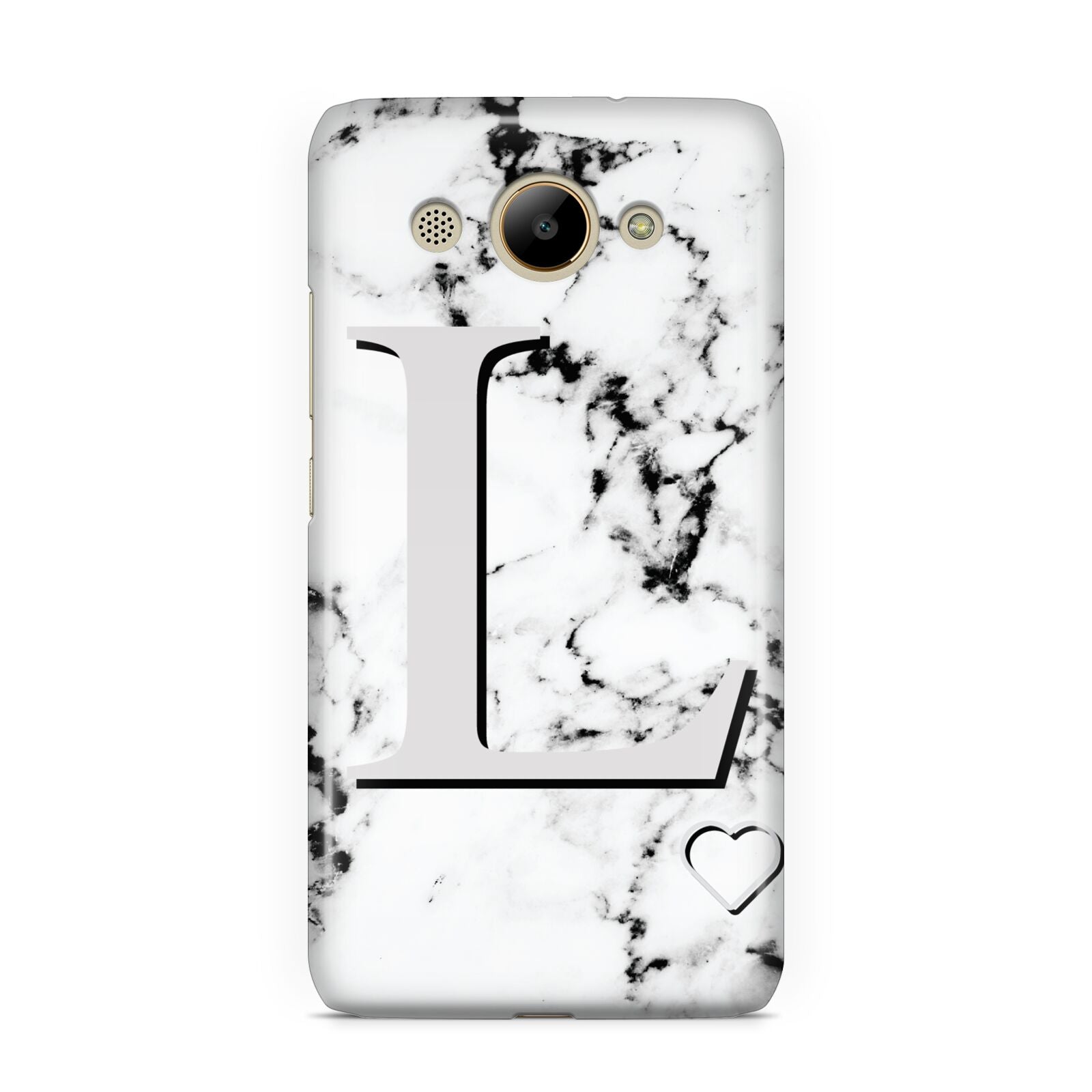 Personalised Grey Initials Heart Marble Huawei Y3 2017