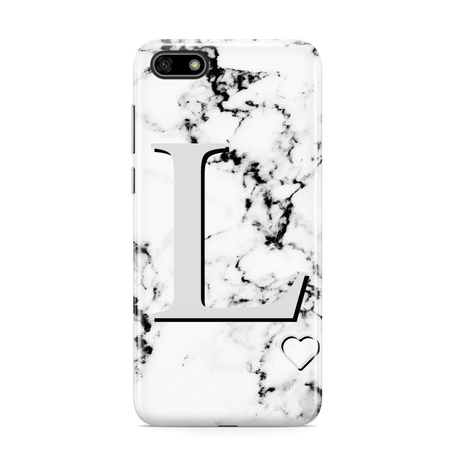 Personalised Grey Initials Heart Marble Huawei Y5 Prime 2018 Phone Case
