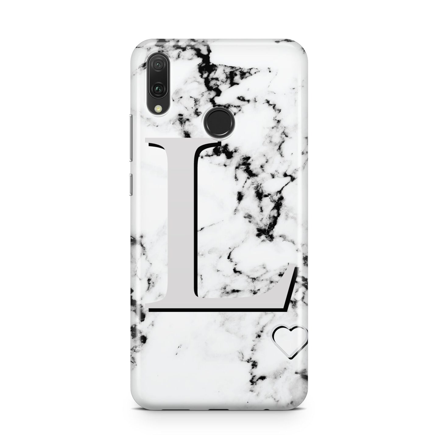 Personalised Grey Initials Heart Marble Huawei Y9 2019