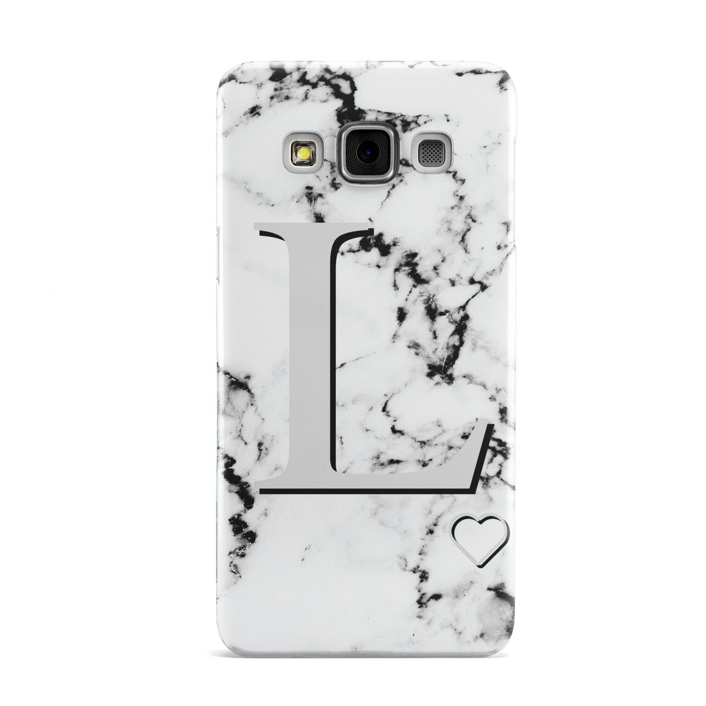 Personalised Grey Initials Heart Marble Samsung Galaxy A3 Case