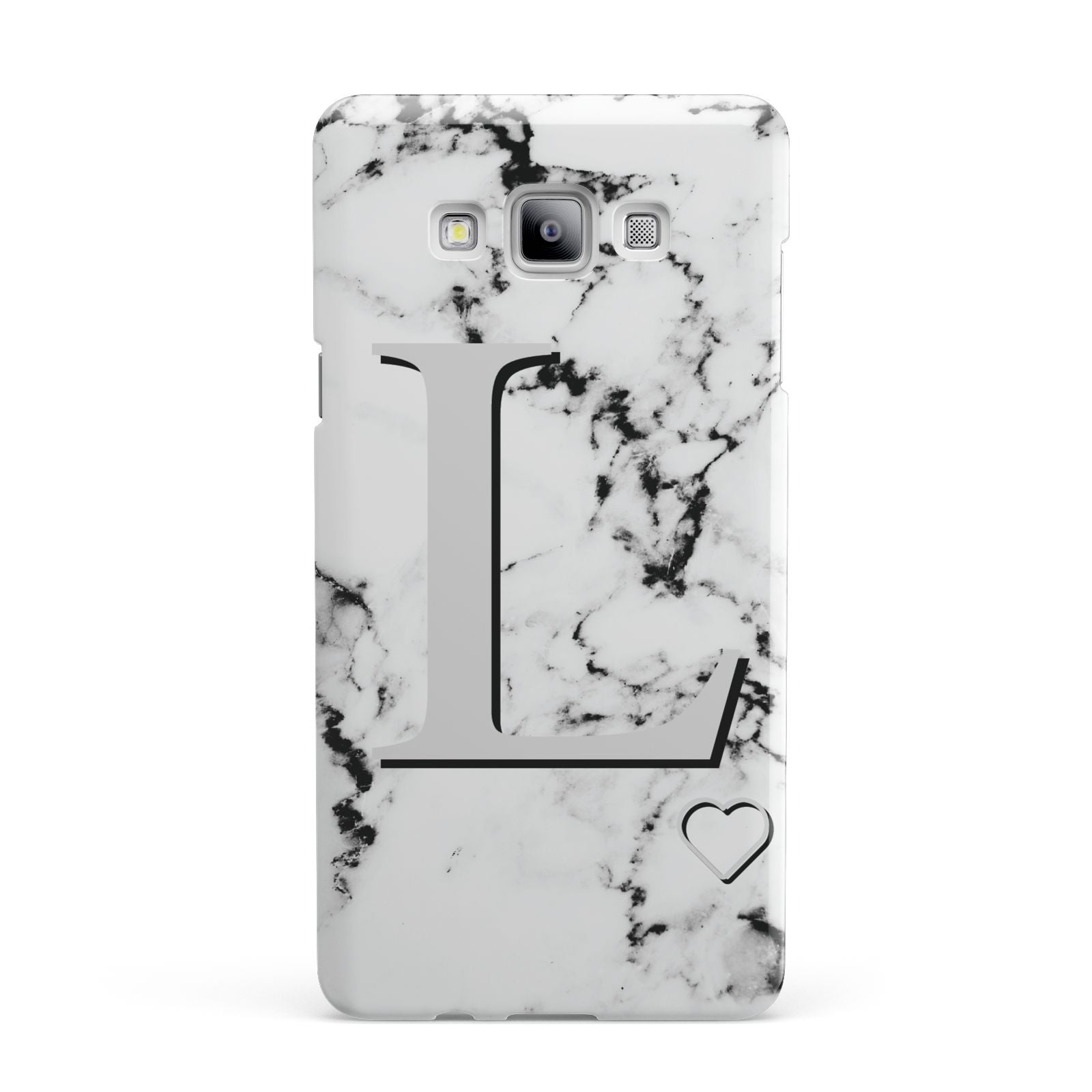 Personalised Grey Initials Heart Marble Samsung Galaxy A7 2015 Case