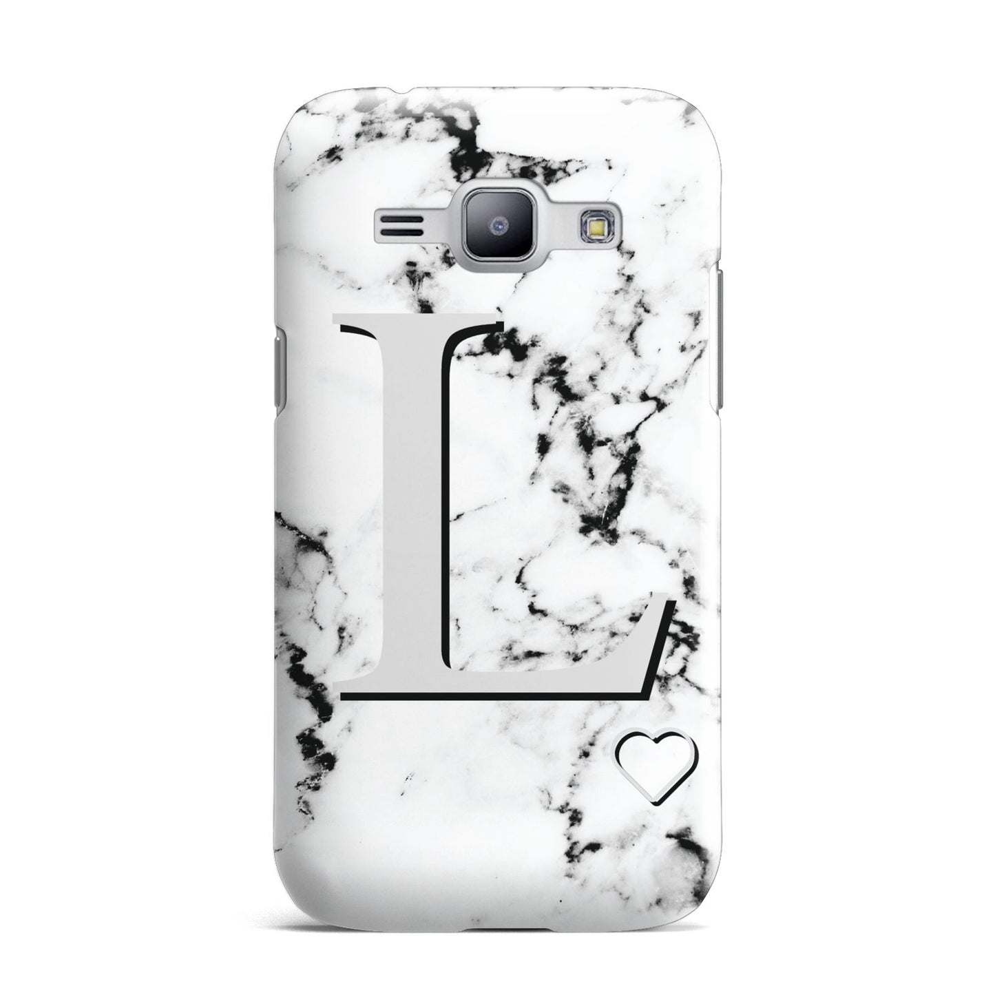 Personalised Grey Initials Heart Marble Samsung Galaxy J1 2015 Case