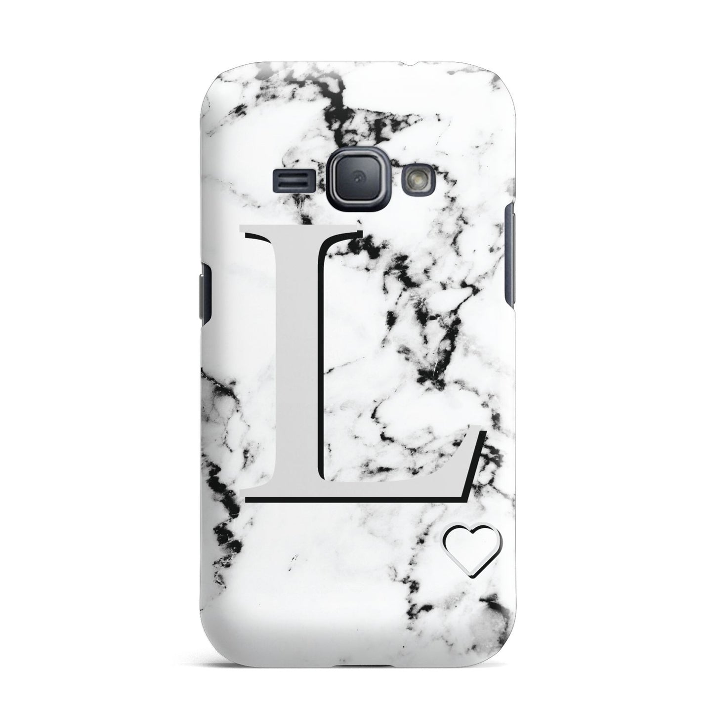 Personalised Grey Initials Heart Marble Samsung Galaxy J1 2016 Case