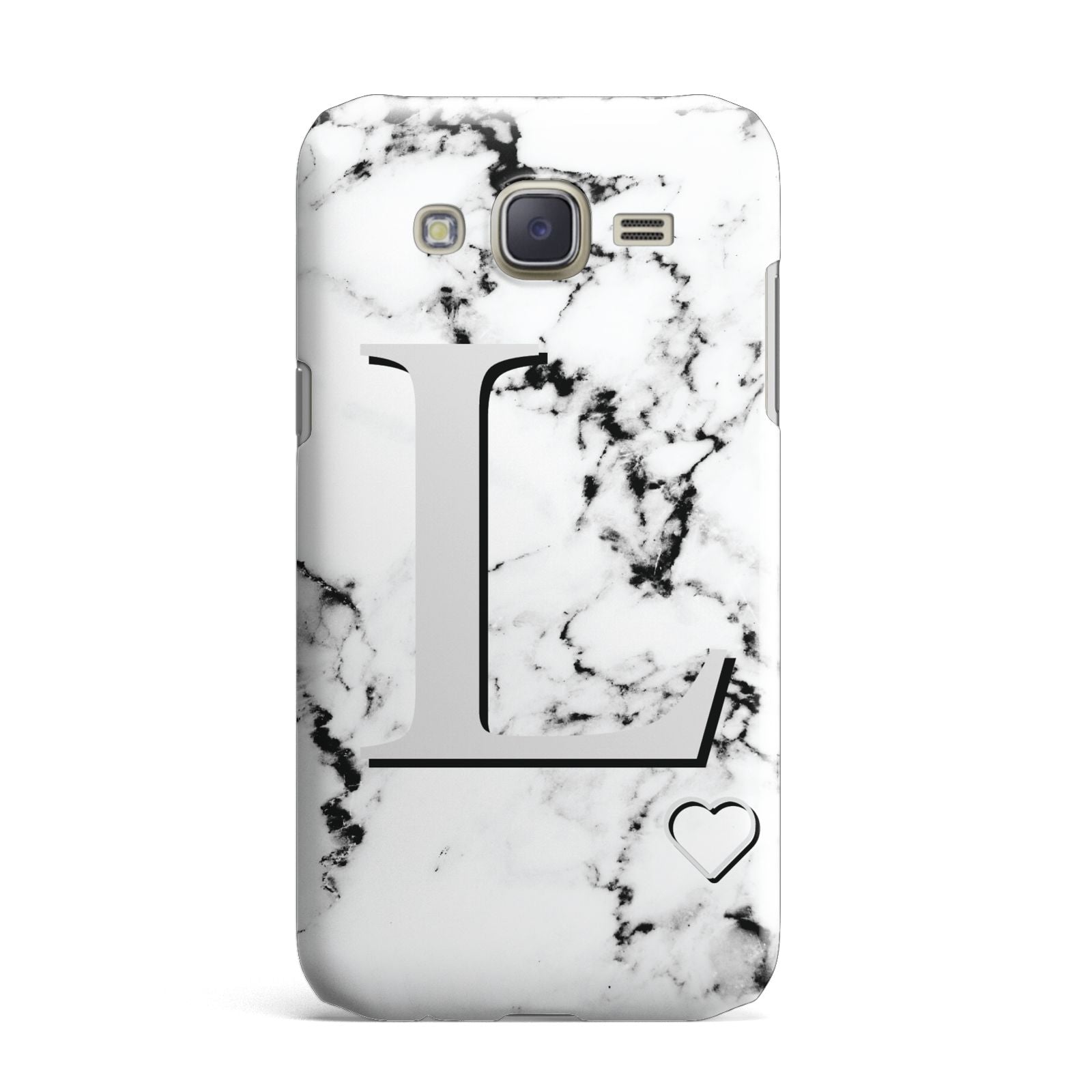 Personalised Grey Initials Heart Marble Samsung Galaxy J7 Case