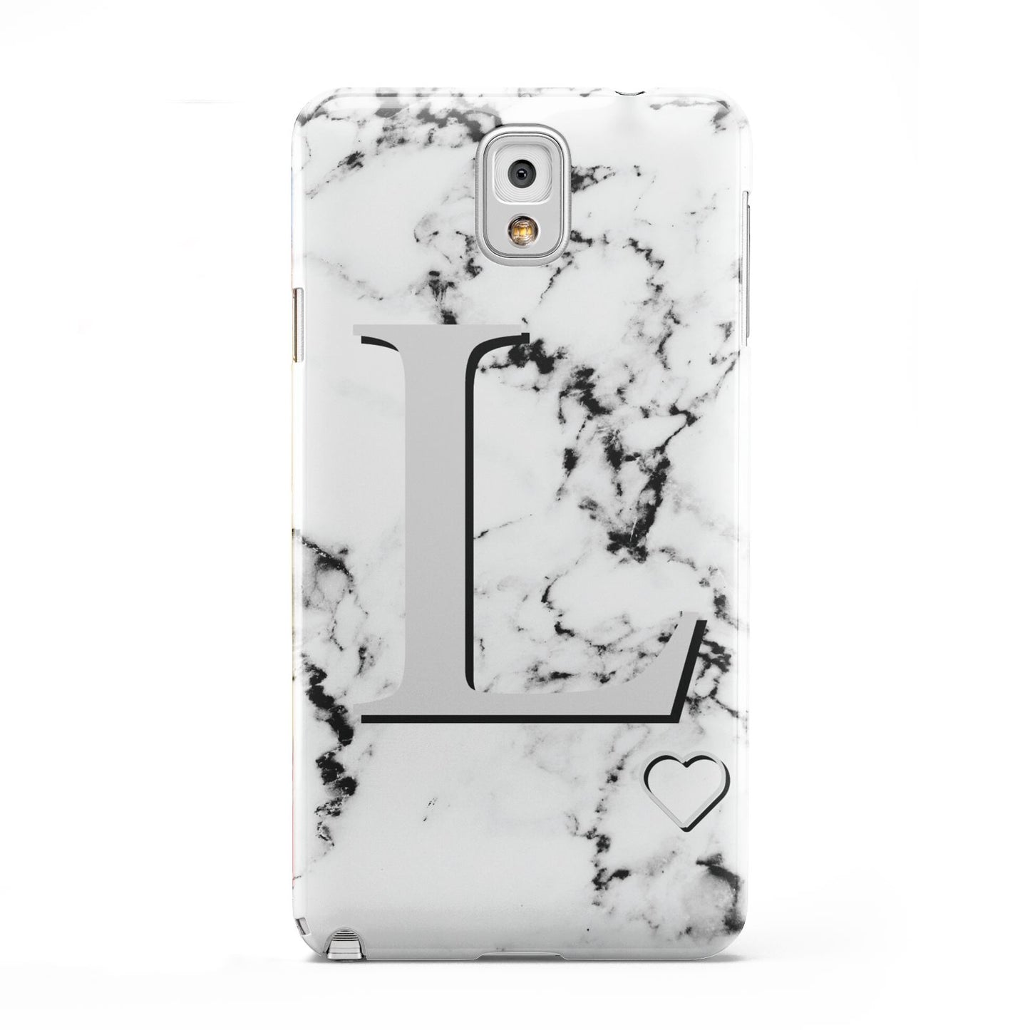 Personalised Grey Initials Heart Marble Samsung Galaxy Note 3 Case
