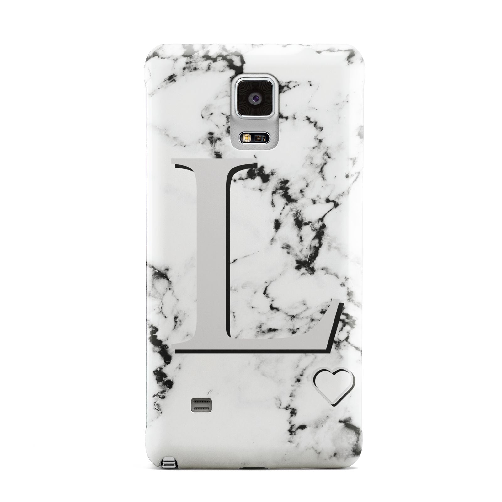 Personalised Grey Initials Heart Marble Samsung Galaxy Note 4 Case