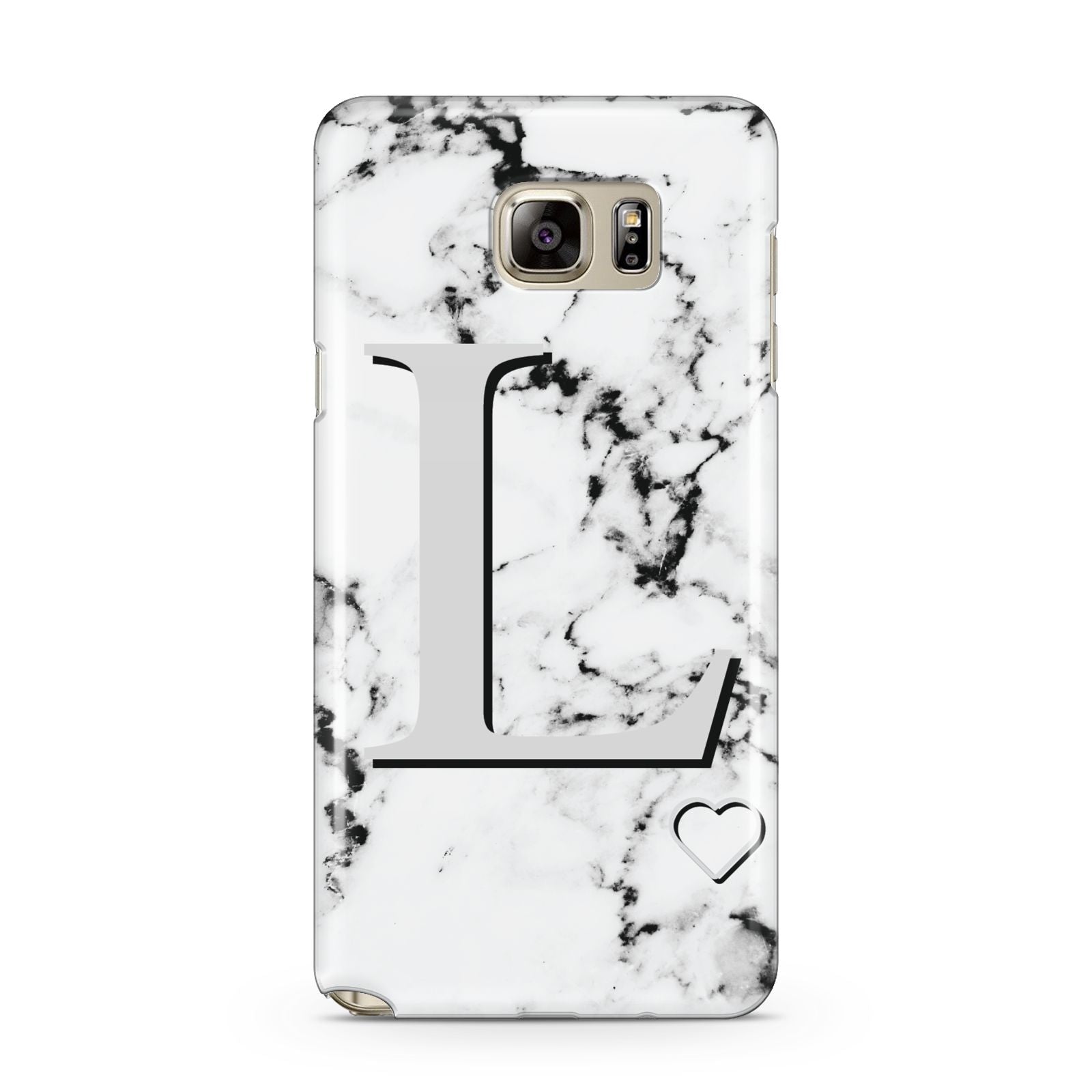 Personalised Grey Initials Heart Marble Samsung Galaxy Note 5 Case